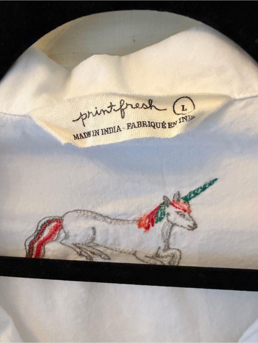 Printfresh Embroidered White Unicorn Short PJ Set Organic Cotton Size Large - Picture 5 of 10